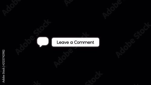 Animated Leave a Comment Button with Glitch Effect on Transparent Background