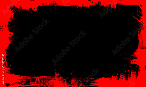 red black ink brush painting blank frame space artistic grunge graphic element abstract background