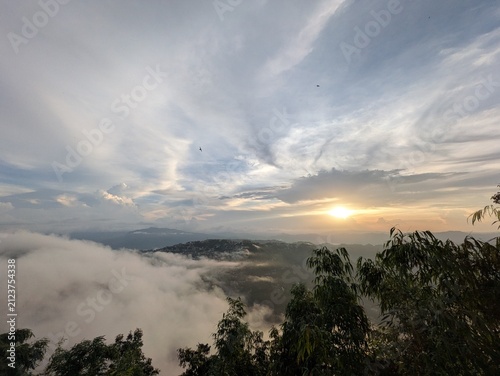 Photography sunset over the sea of clouds 
Nature photography