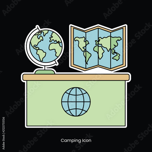 Geography and Travel Desk Illustration Sticker