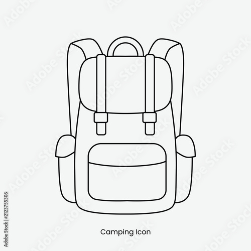 Line Art Backpack Isolated Outline