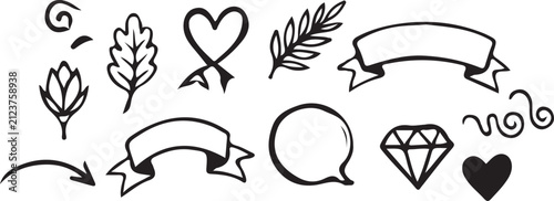 A collection of simple hand-drawn nature and symbolic icons Vector