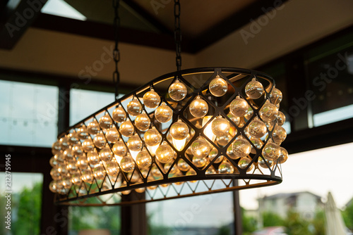 Canvas Print Modern chandelier with glass orbs