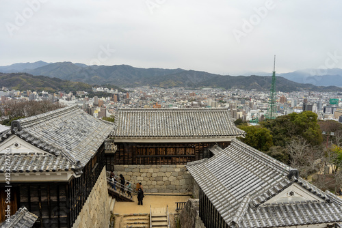 Panoramic View of Matsuyama City from Matsuyama Castle, Japan