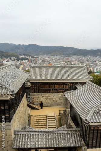 Panoramic View of Matsuyama City from Matsuyama Castle, Japan
