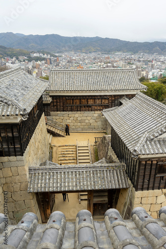 Panoramic View of Matsuyama City from Matsuyama Castle, Japan