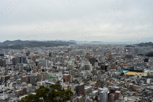 Panoramic View of Matsuyama City from Matsuyama Castle, Japan