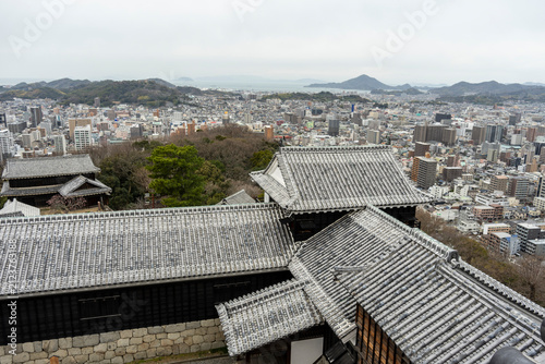 Panoramic View of Matsuyama City from Matsuyama Castle, Japan