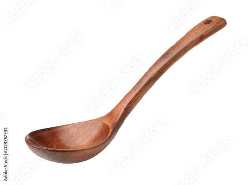 Dark brown empty wooden spoon