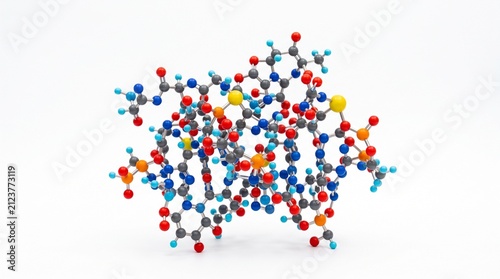 Colorful molecular structure model isolated on white background
