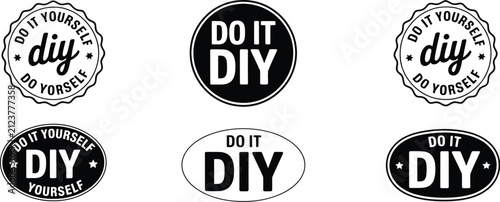 Quadro su tela DIY do it yourself lettering abbreviation logo circle stamp set featuring round