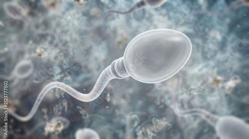 Microscopic View of Sperm Cell Swimming in fluid environment