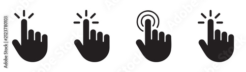 Konstfotografi Hand pointer icons with touch and click effects for user interface interaction