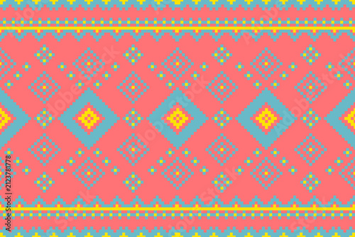 seamless geometric pattern
A cultural pattern featuring blue and yellow elements set against a pastel pink background; suitable for use in the textile, printing, and graphic design industries, 