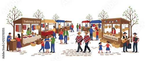 Foto Chilean Traditional Market Fair Illustration