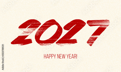 2027 new year retro hand-painted brush lettering, Happy holidays illustration