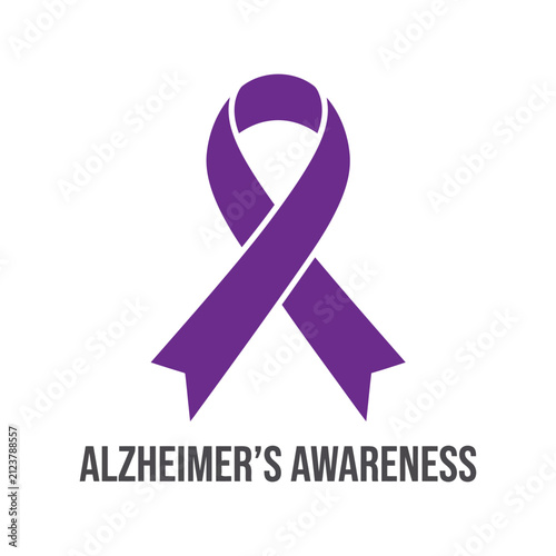 Purple awareness ribbon for Alzheimer's disease. Symbol for dementia support and care.