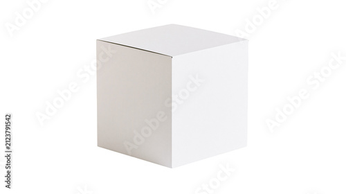 Plain white cube box with lid, isolated on transparent background