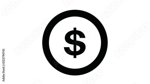 Black dollar sign inside a circle, isolated on transparent background