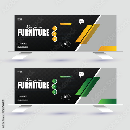 Luxury Home Furniture Promotion Facebook Cover Banner Editable Template
