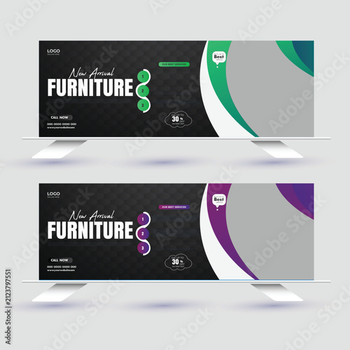Luxury Home Furniture Promotion Facebook Cover Banner Editable Template