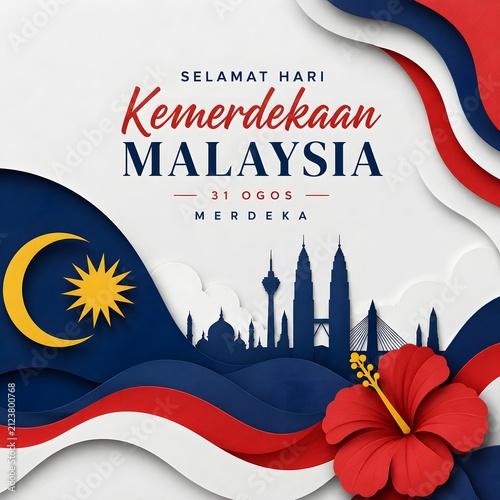 Malaysia independence day greeting card design