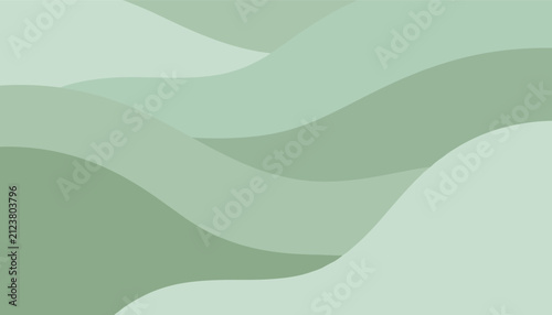 Abstract organic background pattern of flowing wavy layers in relaxing soft sage green tones.