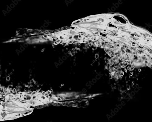 Obraz na płótnie Abstract close-up of dynamic water bubbles and splashes on a dark background