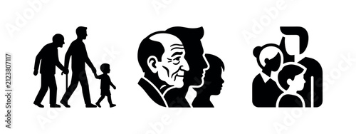 Fotografía Family Growth Silhouettes: Walking Generations, Age Profile Portraits, and Famil