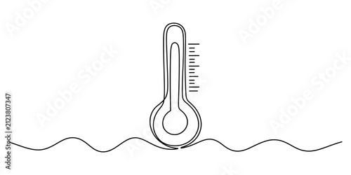 Continuous one line drawing of a thermometer icon