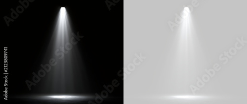 Fotografie Vertical white spotlight cone effect on stage