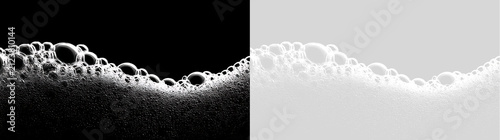 Bild auf Leinwand White soap foam wave texture on black and transparent background