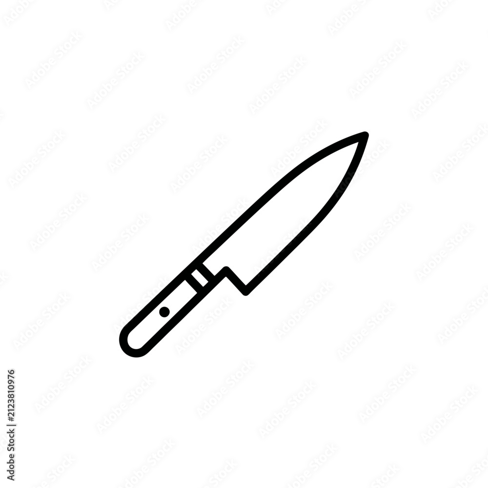Fototapeta premium Simple chef's knife icon on transparent background