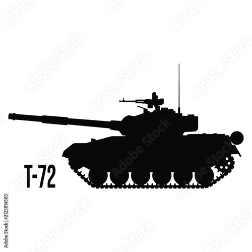 白い背景に分離された t-72 主力戦車のシルエット