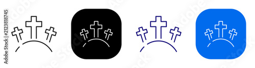 Quadro su tela Calvary crosses concept representing crucifixion Easter and Christian redemption