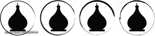 Картината върху платно Four circular displaying a black silhouette of a traditional onion dome shaped b
