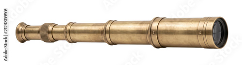 Antique brass telescope with intricate detailing and a polished finish