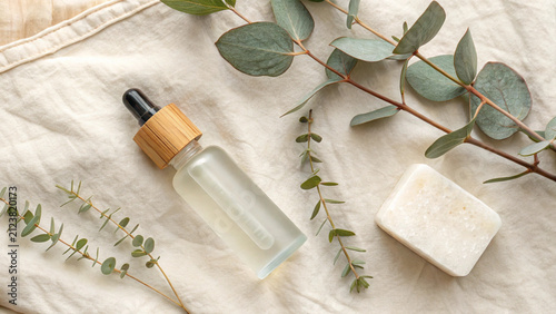 Natural organic cosmetic oil with eucalyptus