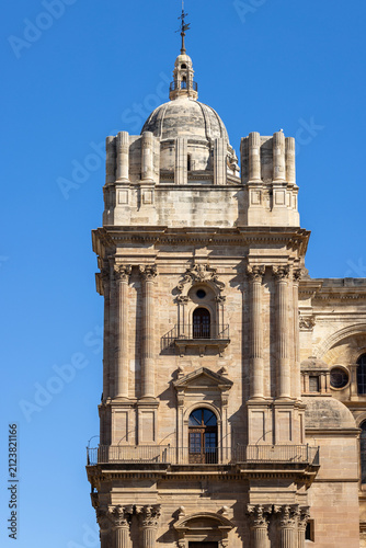 Two towers of 16th century Malaga Cathedral, one never finished, Malaga; Andalusia; Spain