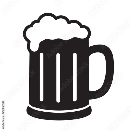 Beer mug silhouette icon isolated on white background for brewery branding beverage logo and pub design