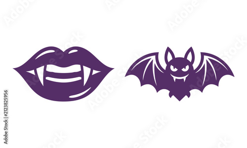 Vampire lips and bat icons