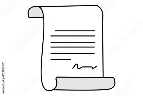A simple 2D vector graphic illustration of an unrolled paper scroll or document against a plain white background.