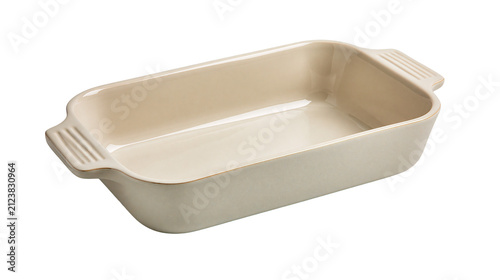 Foto Rectangular ceramic baking dish with handles, isolated on transparent background