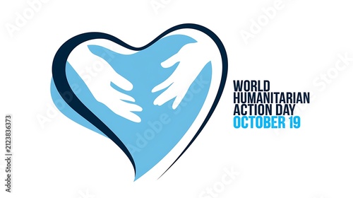 World Humanitarian Action Day design. Heart symbol with hands for global charity awareness.