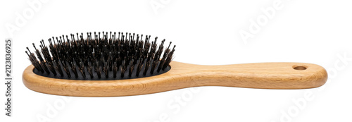 Natural boar bristle hairbrush with wooden handle for gentle detangling