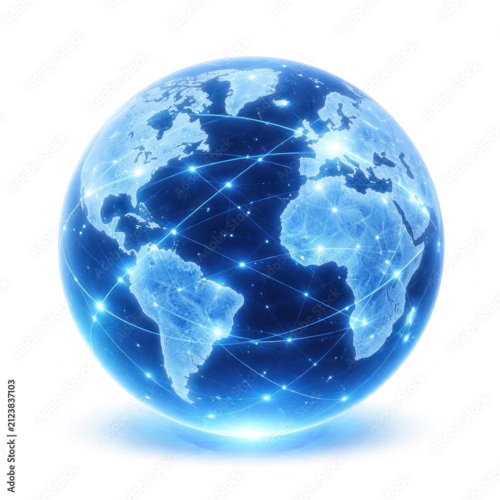 Fototapeta premium Glowing digital globe with network connections