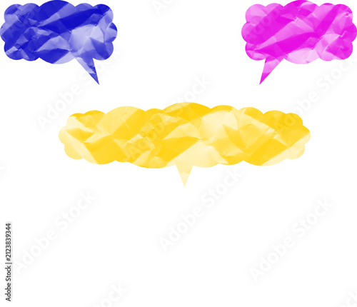 Set of three colorful speech bubbles isolated on white background