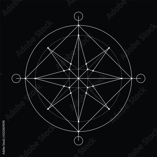 Sacred Geometry Line Art on Black Background