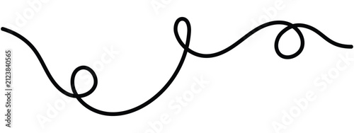Wavy curves and curly organic squiggles line a minimalist vector graphic, featuring smooth ribbons and elegant swirls perfect for contemporary posters and creative artwork. Editable stroke