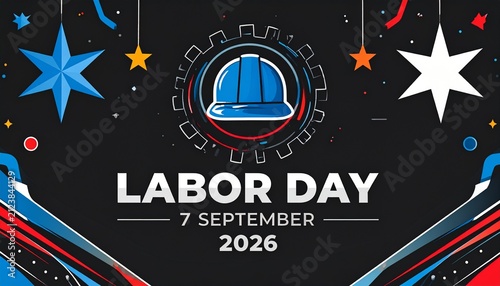 Labor Day greeting with gears and wrenches.